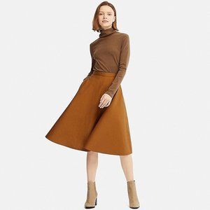 Uniqlo Mustard Flare Midi Skirt